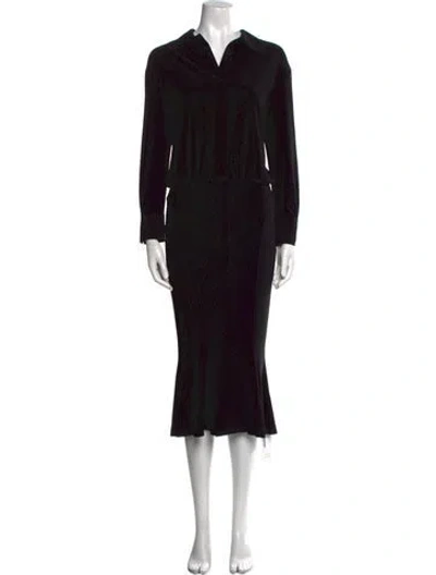 Pre-owned Norma Kamali Printed Midi Length Dress In Black