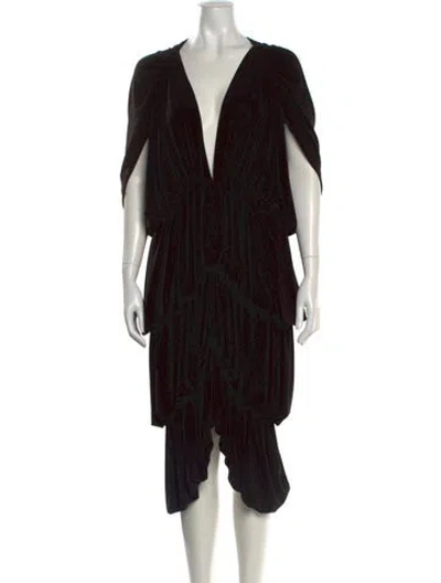 Pre-owned Norma Kamali Printed Midi Length Dress In Black