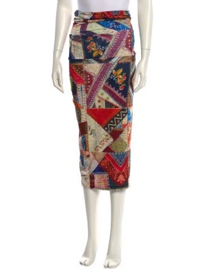 Pre-owned Norma Kamali Printed Midi Length Skirt In Orange