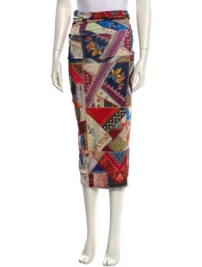 Pre-owned Norma Kamali Printed Midi Length Skirt In Orange