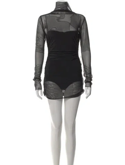Pre-owned Norma Kamali Printed Mini Dress W/ Tags In Black