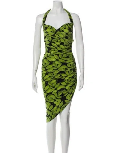 Pre-owned Norma Kamali Printed One-piece In Green