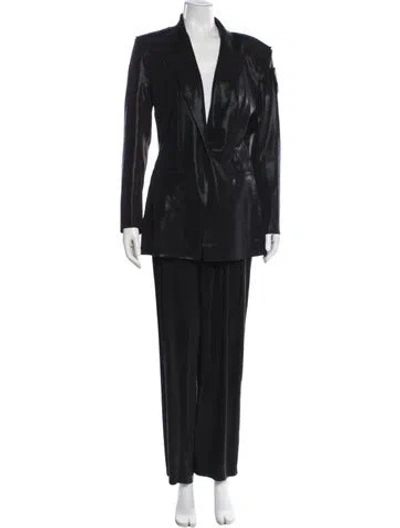 Pre-owned Norma Kamali Printed Pantsuit W/ Tags In Black