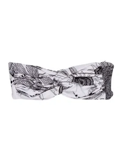 Pre-owned Norma Kamali Printed Pleated Accents Top In White