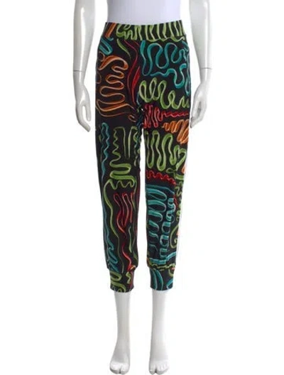 Pre-owned Norma Kamali Printed Skinny Leg Pants In Black