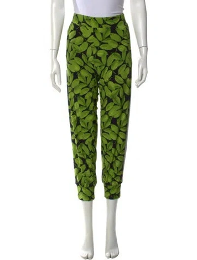 Pre-owned Norma Kamali Printed Skinny Leg Pants In Green