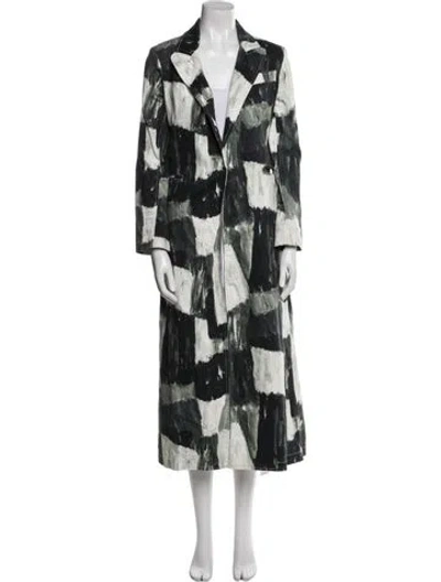 Pre-owned Norma Kamali Printed Trench Coat In Green