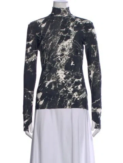 Pre-owned Norma Kamali Printed Turtleneck Top In Multi