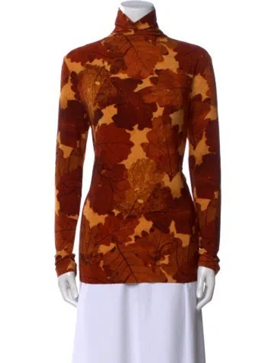 Pre-owned Norma Kamali Printed Turtleneck Top W/ Tags In Multi