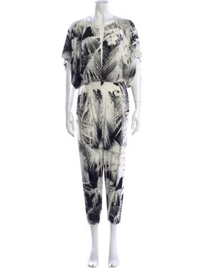 Pre-owned Norma Kamali Printed V-neck Jumpsuit In Multi