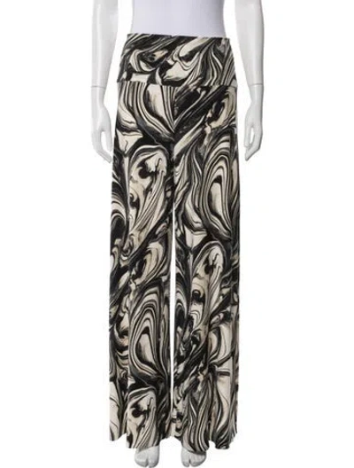 Pre-owned Norma Kamali Printed Wide Leg Pants In Black