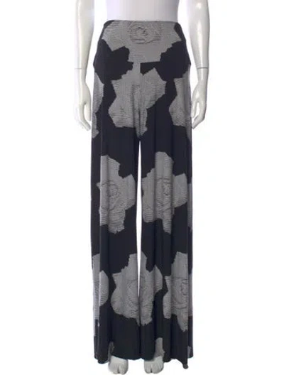 Pre-owned Norma Kamali Printed Wide Leg Pants In Blue
