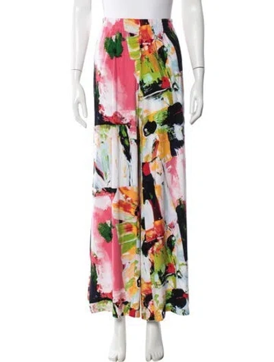 Pre-owned Norma Kamali Printed Wide Leg Pants In Pink