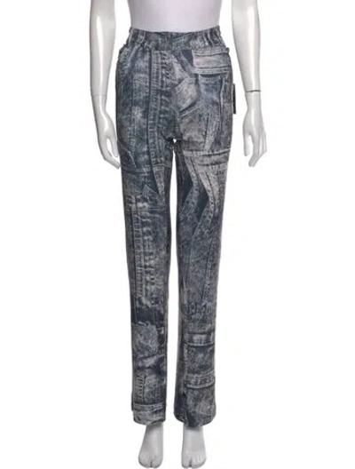 Pre-owned Norma Kamali Printed Wide Leg Pants W/ Tags In Blue