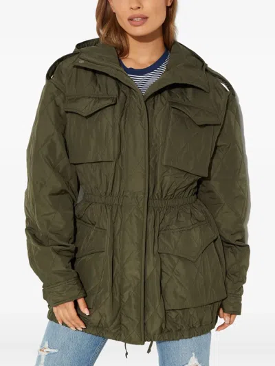 Norma Kamali Quilted Military Jacket In Green