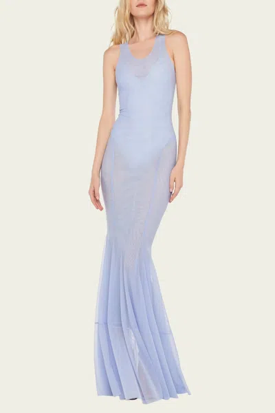 Norma Kamali Racer Fishtail Gown In Misty Blue