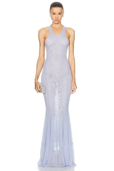 Norma Kamali Racer Fishtail Gown In Misty Blue
