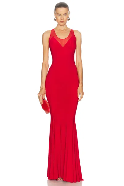 Norma Kamali Racer Fishtail Gown In Red