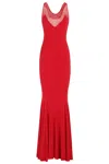 Norma Kamali Sleeveless Low Back Drape Gown In Tiger Red