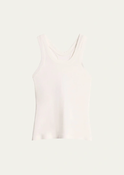 Norma Kamali Racer Sleeveless Stretch Tank Top In Snow White