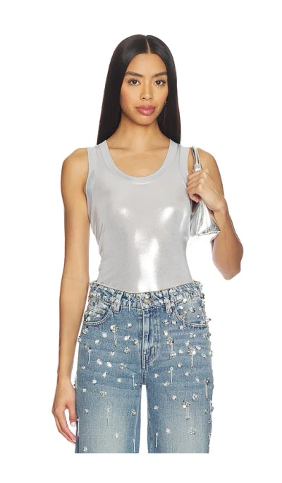 Norma Kamali Racer Tee In Silver