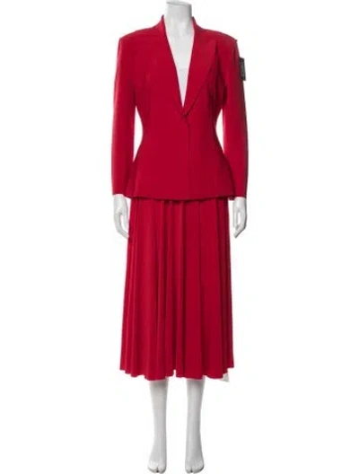 Pre-owned Norma Kamali Raw-edge Trim Skirt Suit In Red