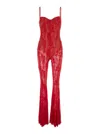 Norma Kamali Red Jumpsuit With Sweatheart Neckline And Flared Leg