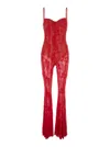 Norma Kamali Red Jumpsuit With Sweatheart Neckline And Flared Leg