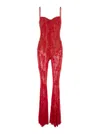 Norma Kamali Red Jumpsuit With Sweatheart Neckline And Flared Leg In Tech Fabric Stretch Woman In Red