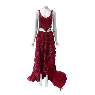 Pre-owned Norma Kamali Red Parachute Evening Set