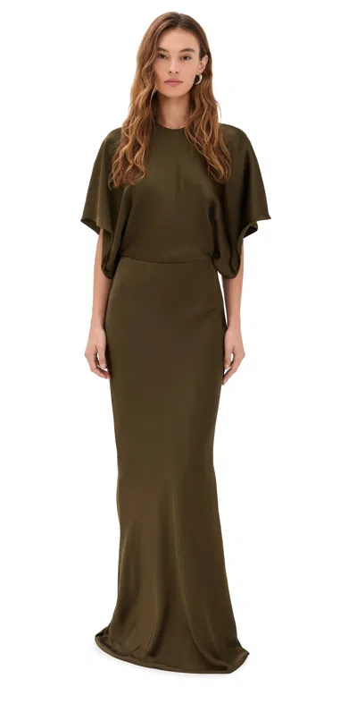 Norma Kamali Reverse Obie Gown Bark In Green
