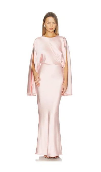 Norma Kamali Reverse Obie Gown With Long Sleeve In Pink