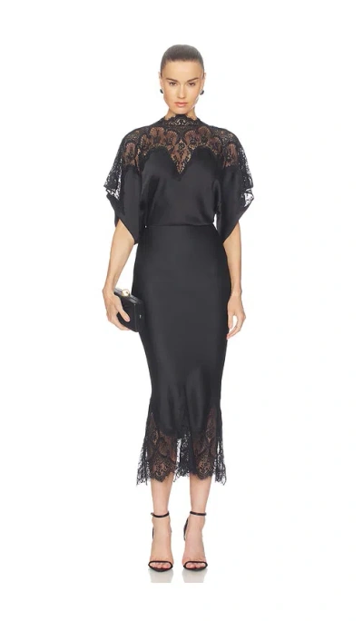 Norma Kamali Reverse Obie Midcalf Dress With Lace In Multi