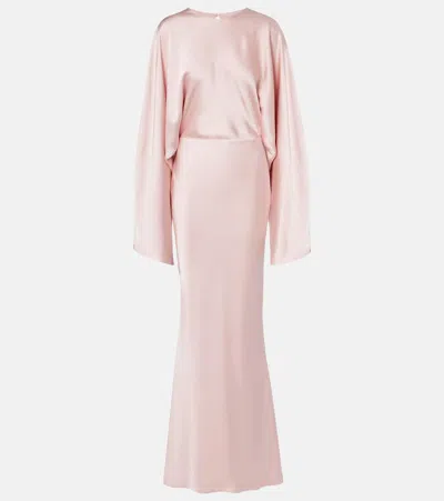 Norma Kamali Reverse Obie Gown With Long Sleeve In Pink