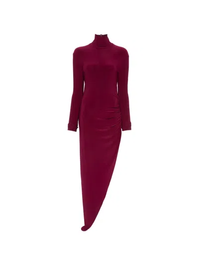 Norma Kamali Ruched Asymmetric-hem Dress In Multi