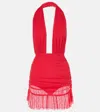 Norma Kamali Ruched Halterneck Minidress In Red