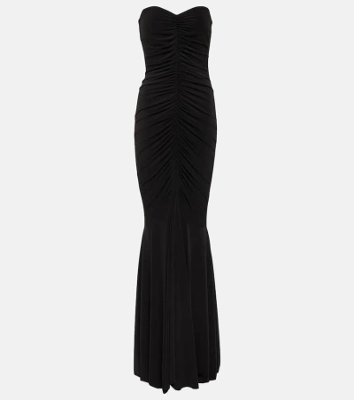 Norma Kamali Ruched Jersey Gown In Black