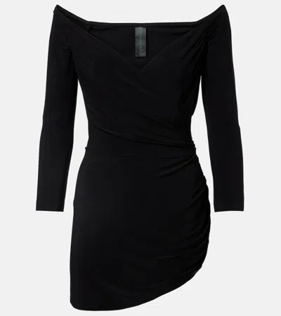 Norma Kamali Ruched Jersey Minidress In Black