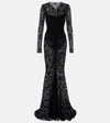 Norma Kamali Long Sleeve V Neck Shirred Front Fishtail Gown In Black