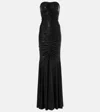 Norma Kamali Strapless Shirred Front Fishtail Gown In Schwarz