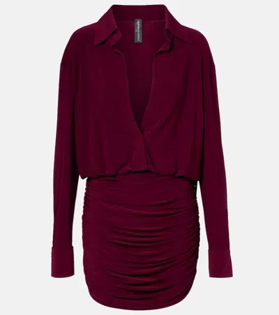 Norma Kamali Ruched Minidress In Burgundy