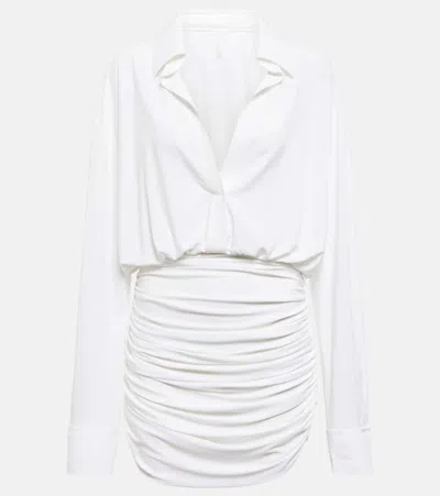 Norma Kamali Ruched Shirt Dress In Snow White