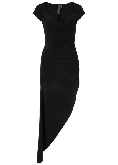 Norma Kamali Ruched Stretch-jersey Midi Dress In Black