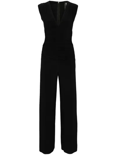 NORMA KAMALI RUCHED V-NECK JUMPSUIT,KK127JPL43500112492298