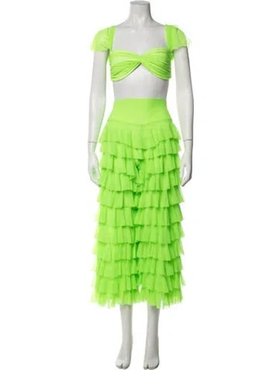 Pre-owned Norma Kamali Ruffle Embellishment Pant Set In Green