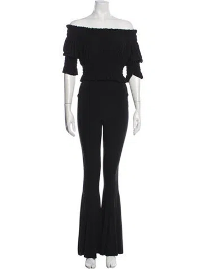 Pre-owned Norma Kamali Ruffle Embellishment Pantsuit In Black