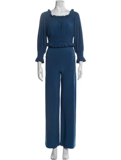 Pre-owned Norma Kamali Ruffle Embellishment Pantsuit In Blue