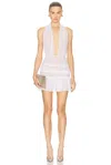 Norma Kamali Ruffle Halter Mini Dress In White