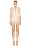 Norma Kamali Ruffle Halter Mini Dress One Piece Swimsuit In Baby