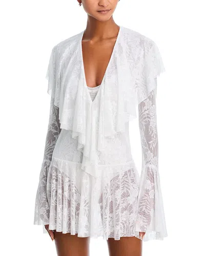 Norma Kamali Ruffle Mini Swim Cover-up Dress In White